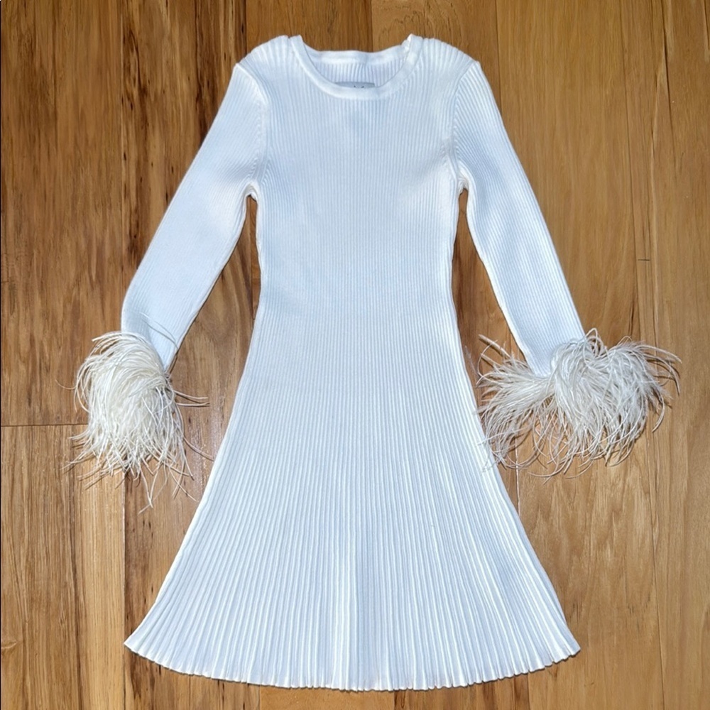 Milly Minis Feather Sleeves Knit Dress Ribbed